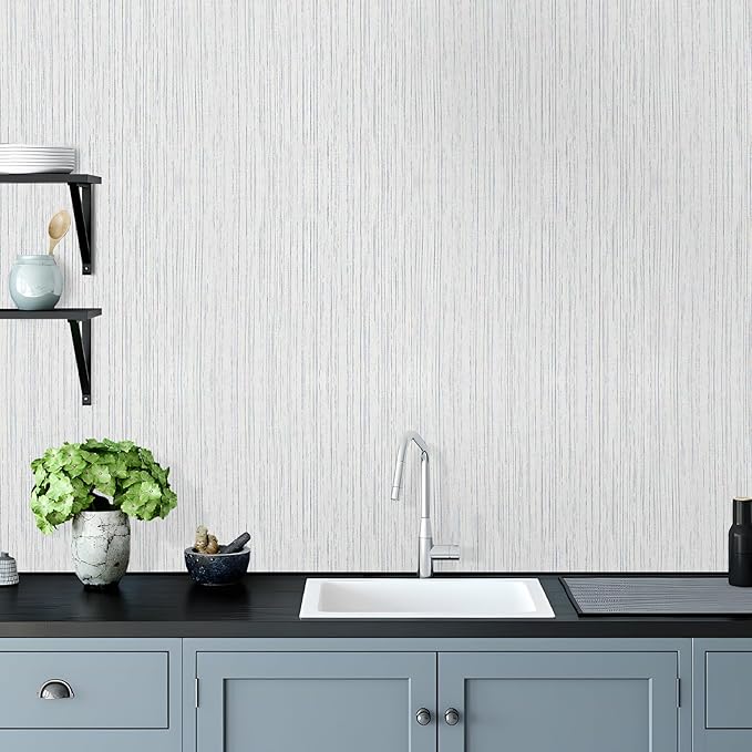 Beige Grey Grasscloth Peel and Stick Wallpaper 15.74" x 196.85" Boho Grass - Image 6