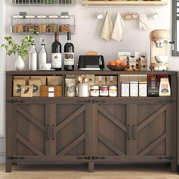 knoworld Buffet Sideboard with Storage Farmhouse with 4 Doors, Dining Room - Image 7