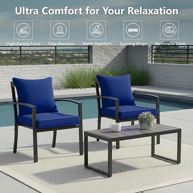 19x19 Inch Patio Chair Cushions Set of 2, Outdoor Furniture Cushions - Image 2