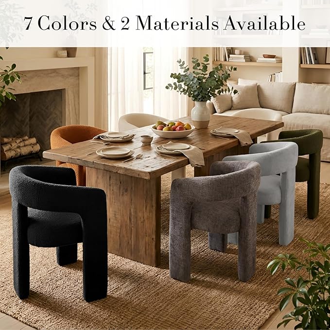 Modern Sherpa Barrel Dining Chair Upholstered Faux Fur Dining Room Chair - Image 6