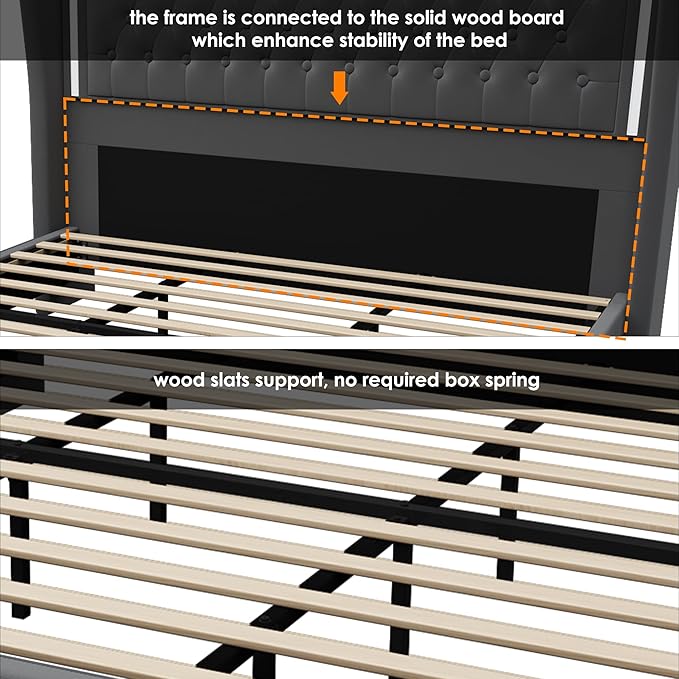 King Bed Frame 55" Tall Headboard - Image 7