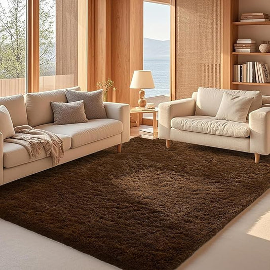 Ophanie Brown Rugs for Living Room Bedroom, 6x9 Fluffy Fuzzy Furry Carpet by Ophanie