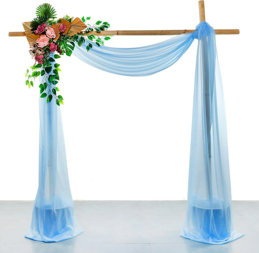 VDS Pack of 1 Panel (30 Inch X 50 Feet) Wedding Arch Draping Fabric Sheer Chiffon Fabric Drapery for Wedding Ceremony Reception Swag Backdrop Canopy Chuppah ARBO Altars Decoration (Turquoise)