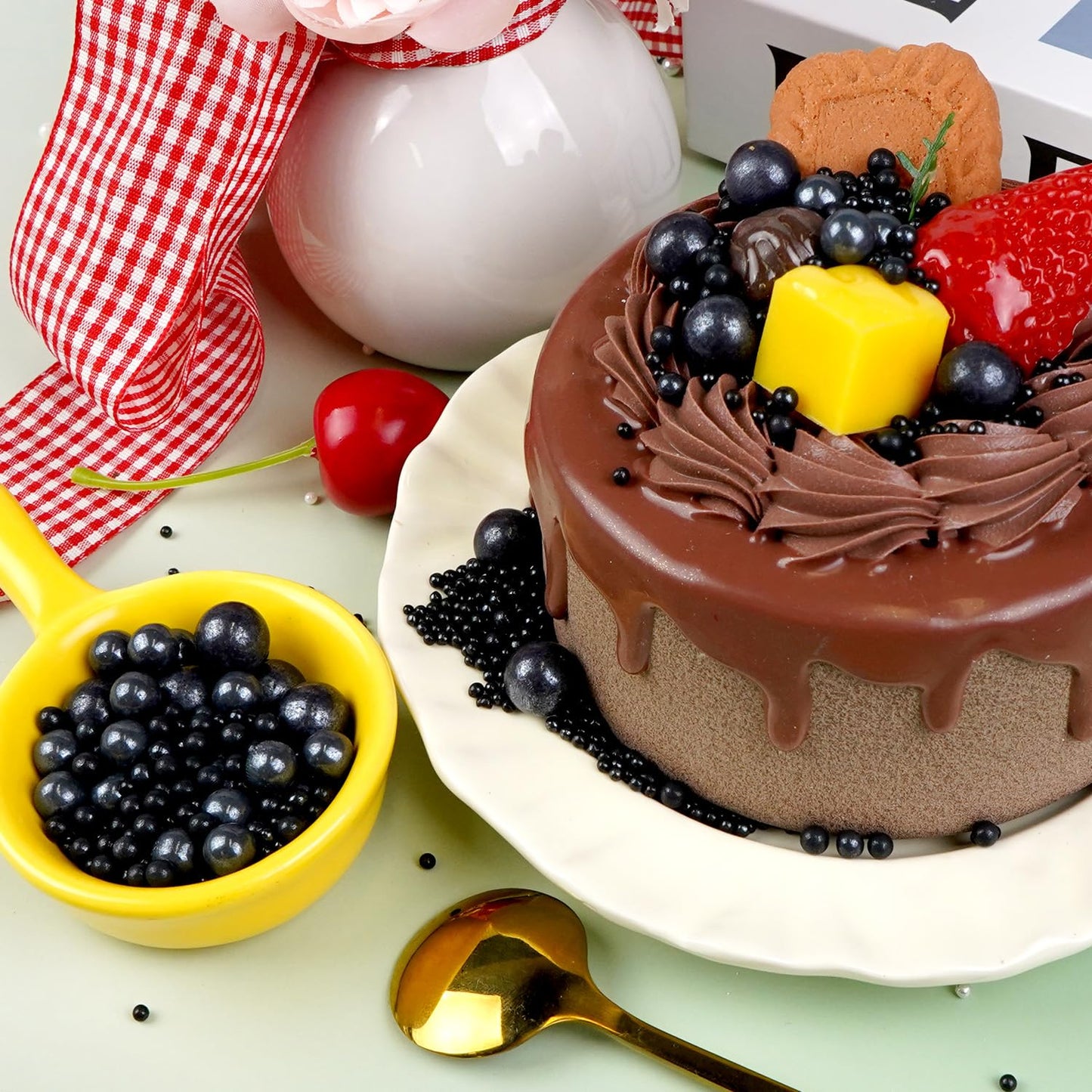 Dazzjoy Black Pearl Sprinkles for Cake Decorating, Food Grade, Edible Pearls for Cake Decorating, 150g/5.29oz, Cake Decoration & Cupcake Topper, Wedding Party Valentines Supplies