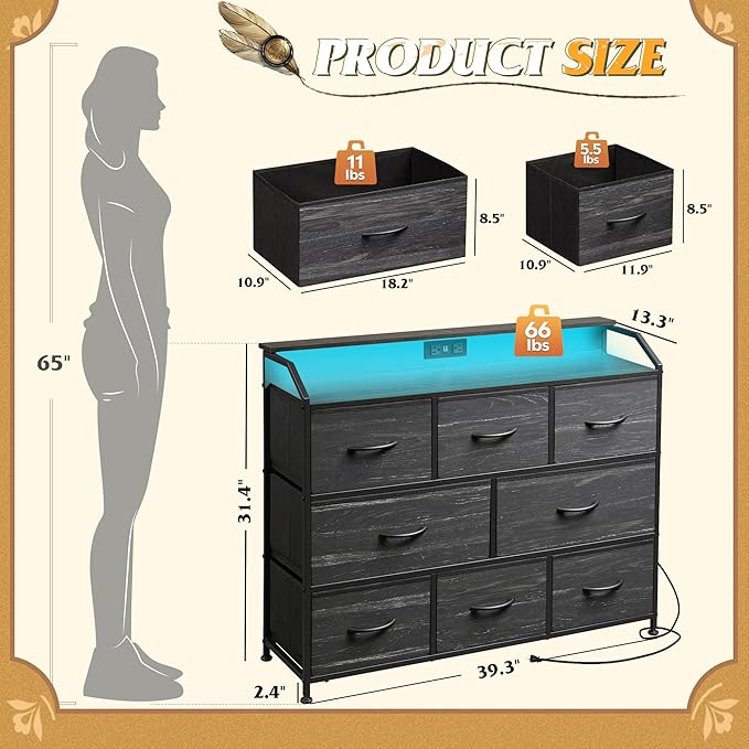 WLIVE Led Dresser for Bedroom, TV Stand for Bedroom - Image 8