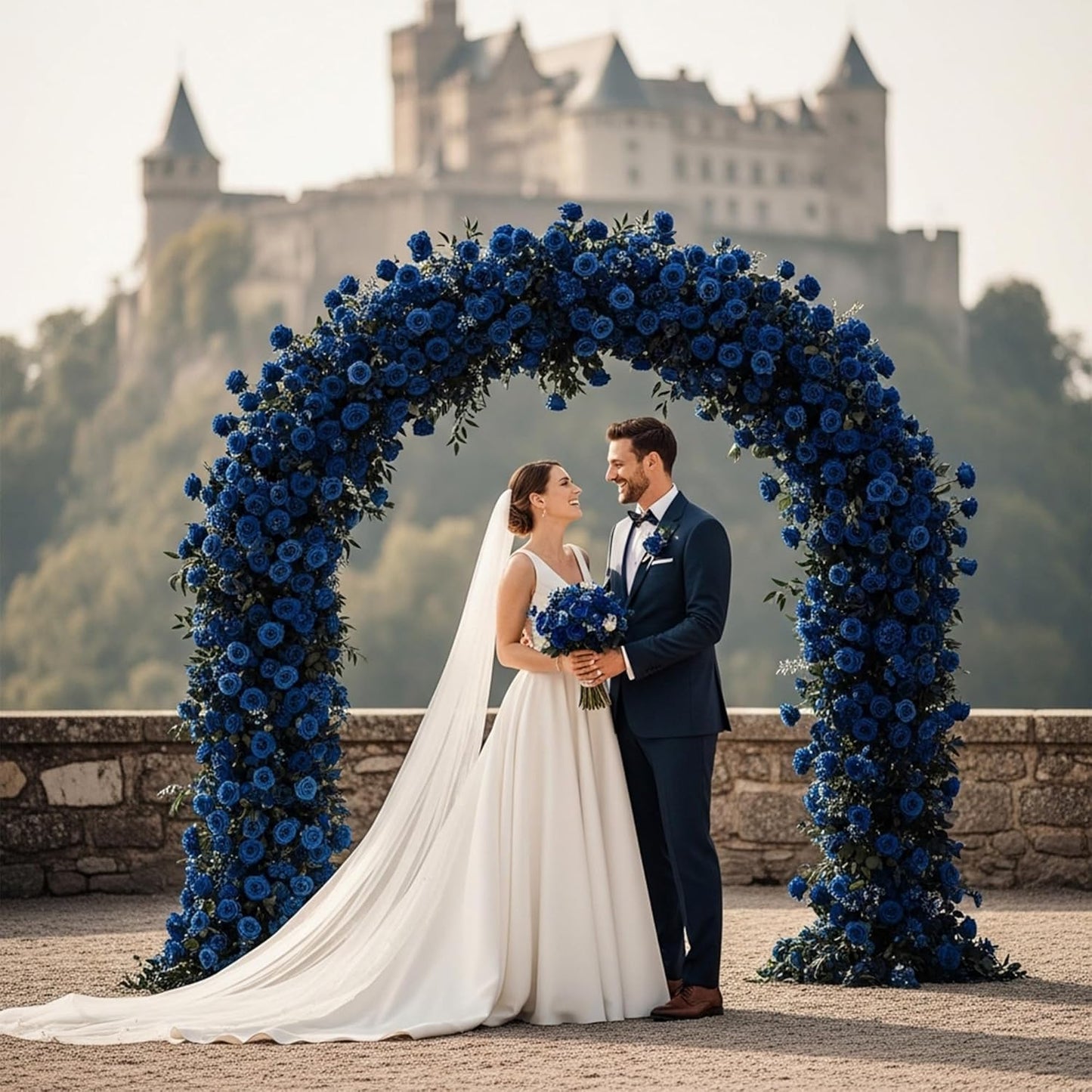 Auihiay 60PCS Fake Blue Roses, Artificial Blue Flowers, Silk Faux Rose with Long Stems for Wedding Centerpieces, Cake, DIY Floral Arrangement, Home Decor, Anniversary, Valentine's Day Decorations