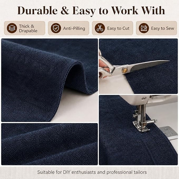 Mini Chenille Linen Blend Upholstery Fabric by the Yard, 57 Inch Wide Soft - Image 5