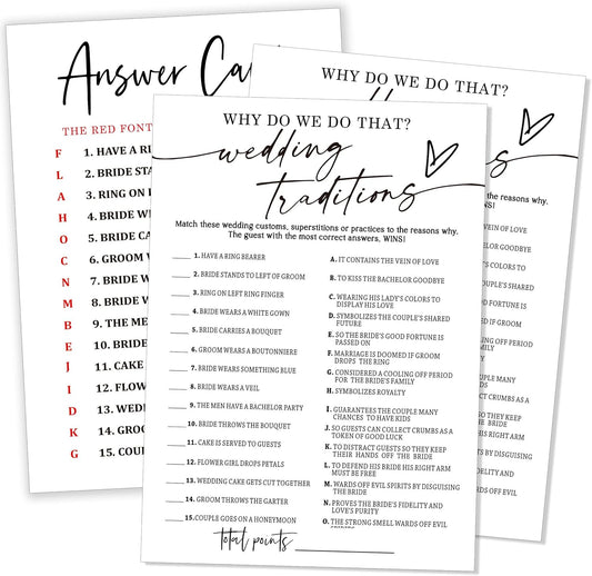 Fun Wedding Games Set - 25 Bridal Shower Games Cards, Engaging Bridal Party Entertainment for Wedding Shower, Engagement Party & Reception Fun a Must-Have for Minimalist Newlywed Game - A01