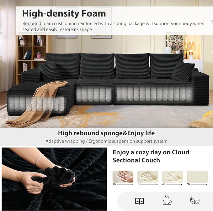 135” Cloud Sectional Couch, Boneless Sofa - Image 4