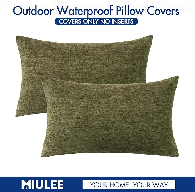MIULEE Pack of 2 Decorative Outdoor Solid Waterproof Throw Pillow Covers Spring - Image 6