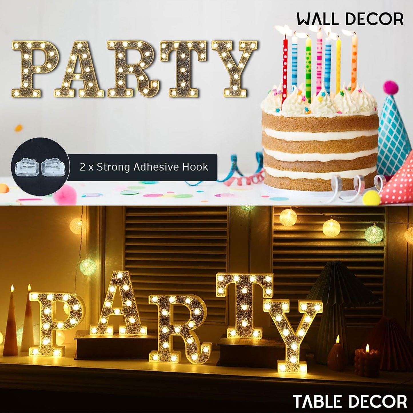 Marquee Light Signs for Table Decorations - Glitter Alphabet & Number Lighted Letters for Prom, Events or Engagement Party Decor