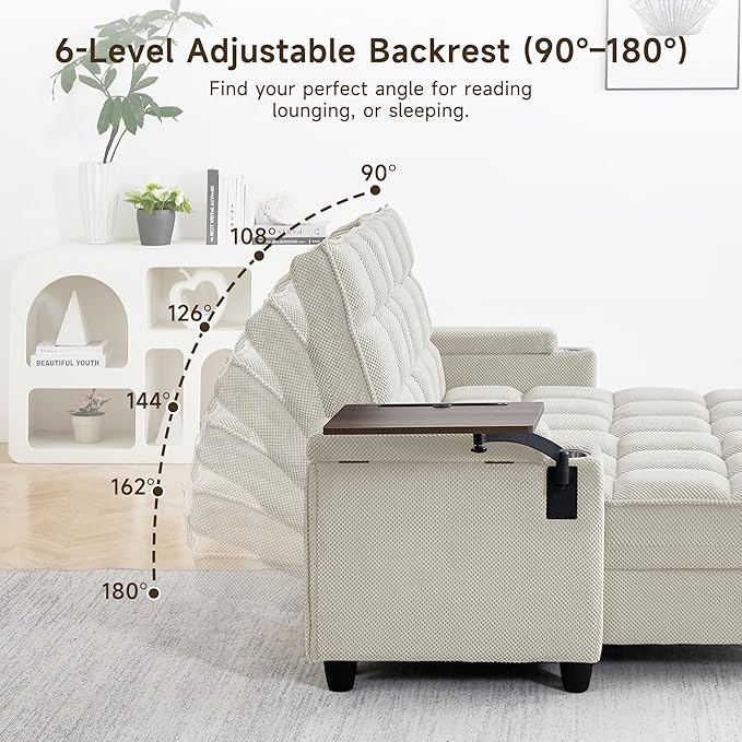 70.9" Chaise Lounge Chair Indoor, Oversized Boucle Upholstered Sofa Bed - Image 7