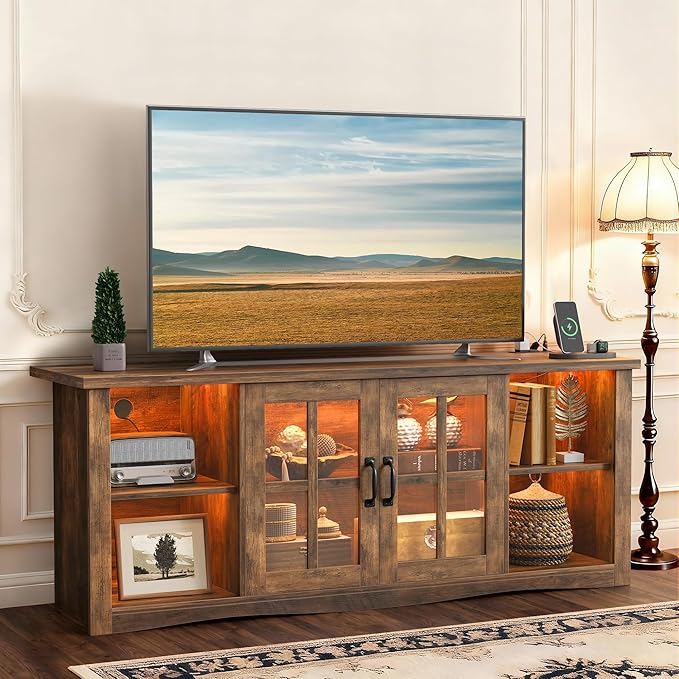 YESHOMY Farmhouse LED TV Stand by SearchallYESHOMY