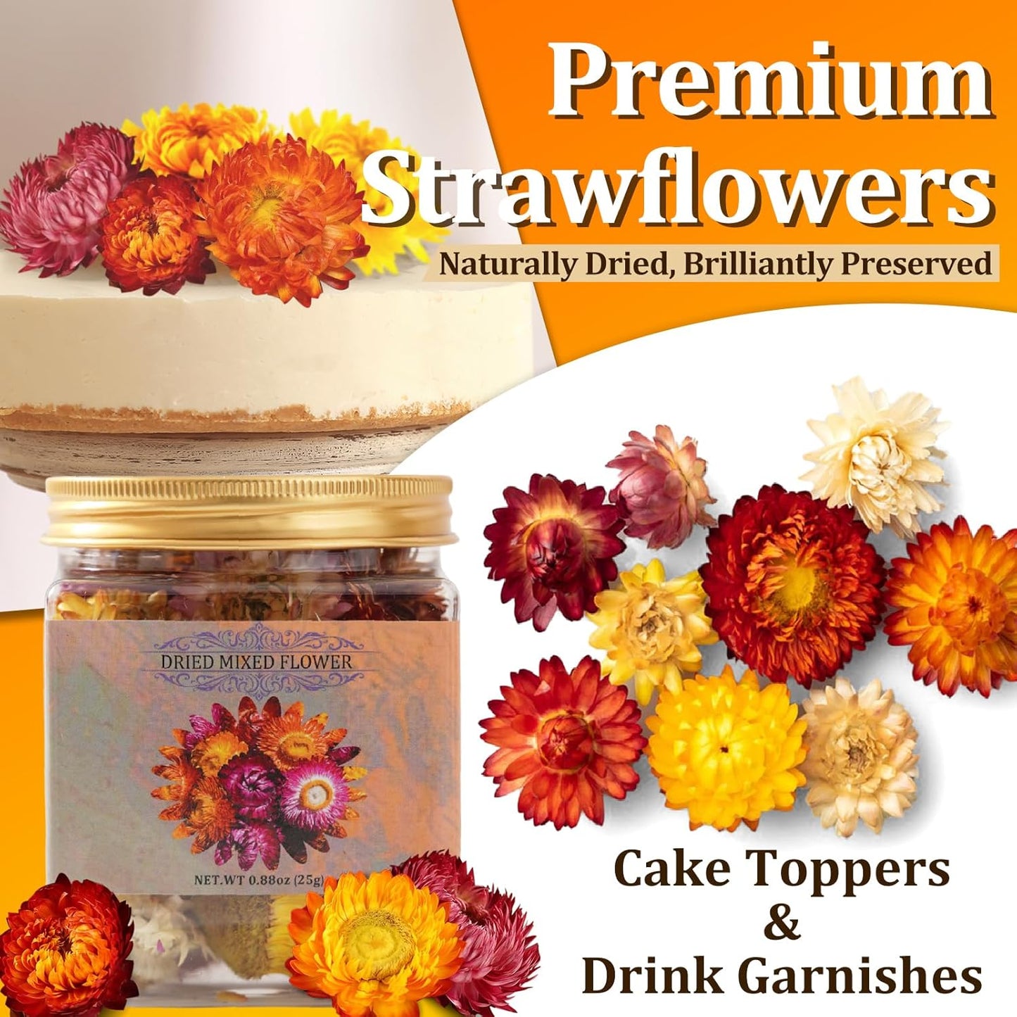 30+ Edible Dried Mixed Flowers – 25g Food Grade Natural Blooms for Cake Decorating, Tea, Cocktails, DIY – Ideal for Cocktail Toppers, Drink Garnish, Bath Soaks – No Additives, Vegan