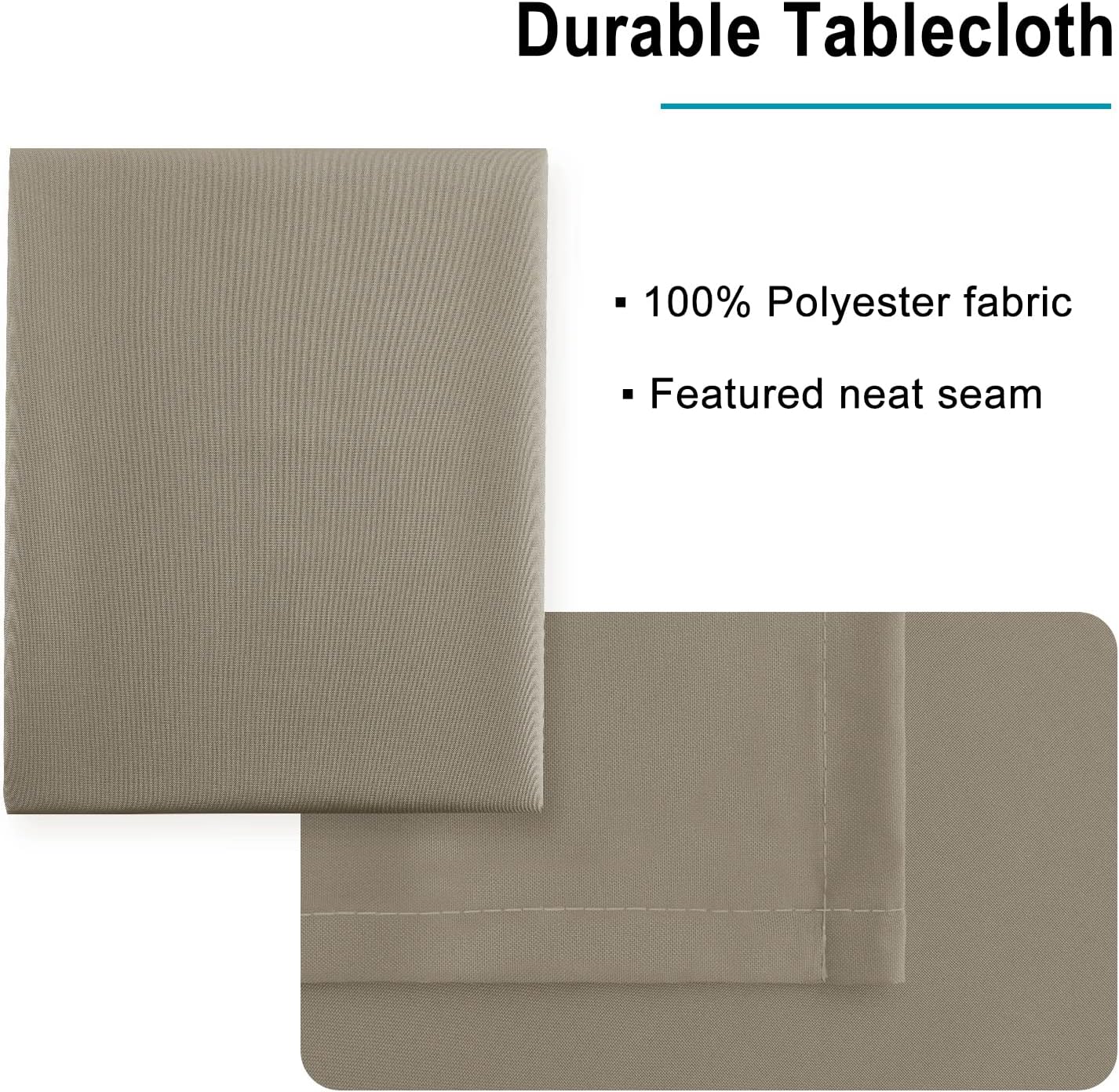 Hiasan Taupe Square Tablecloth - Waterproof and Spillproof Restaurant Washable Polyester Table Cloth for Dining Room, 54 x 54 Inch