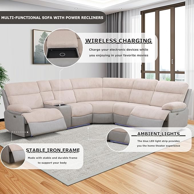 Power Recliner Sectional Sofa, Sectional Couch - Image 3