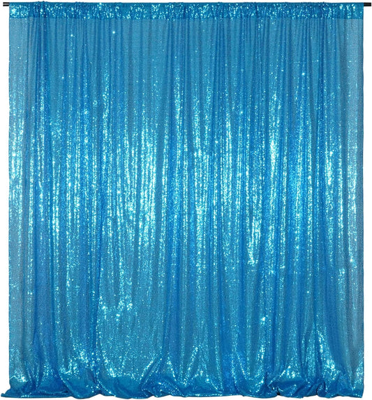 Poise3EHome 8FT x 10FT Sequin Photography Backdrop Curtain for Party Decoration, Turquoise