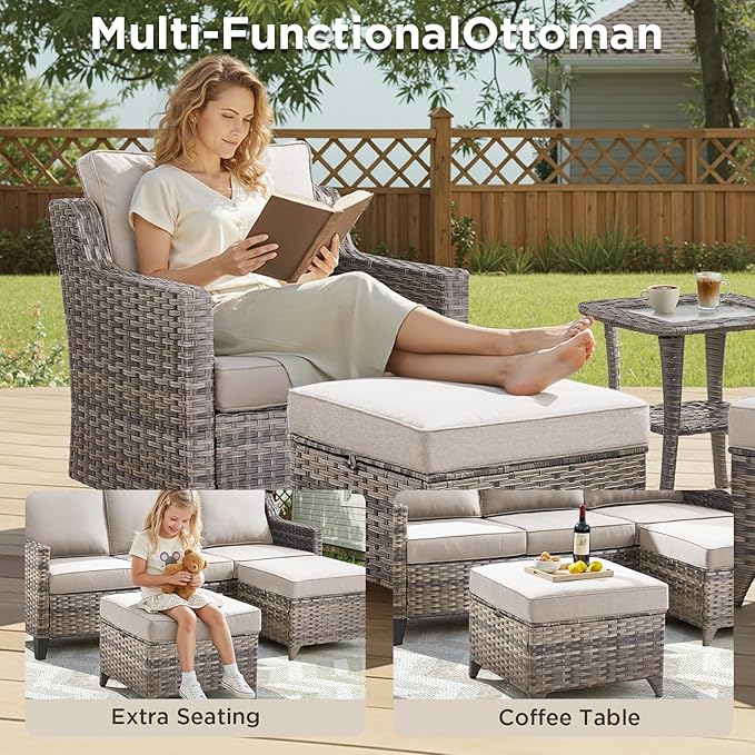 10 Piece Patio Furniture Set-High Back Outdoor Furniture Set Sectional Sofa - Image 4
