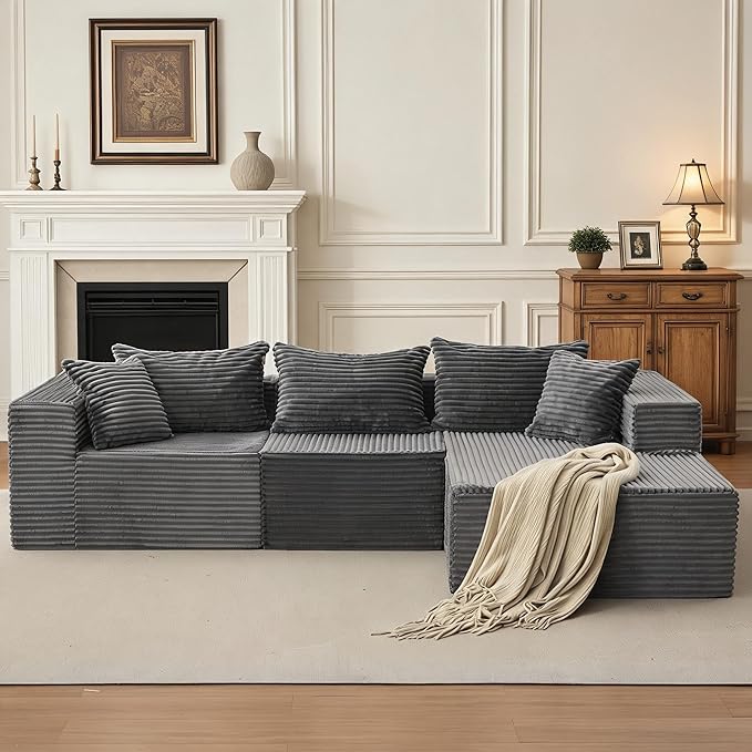 Hetoy Oversized L Shape Modular Sofa, Soft Modular Sectional Couch by HetoyRideon