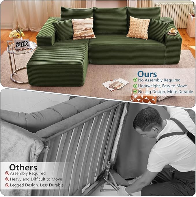 108” Cloud Sectional Couch, Boneless Sofa - Image 6