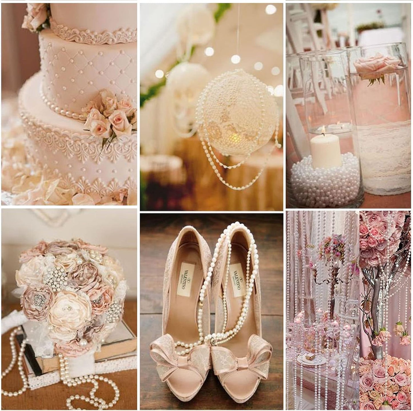 [118Feet] Pearl Beads Garland, 5MM 39Yards Faux Pearl Beads String Roll Bulk for DIY Craft Wedding Party Christmas Tree Decoration