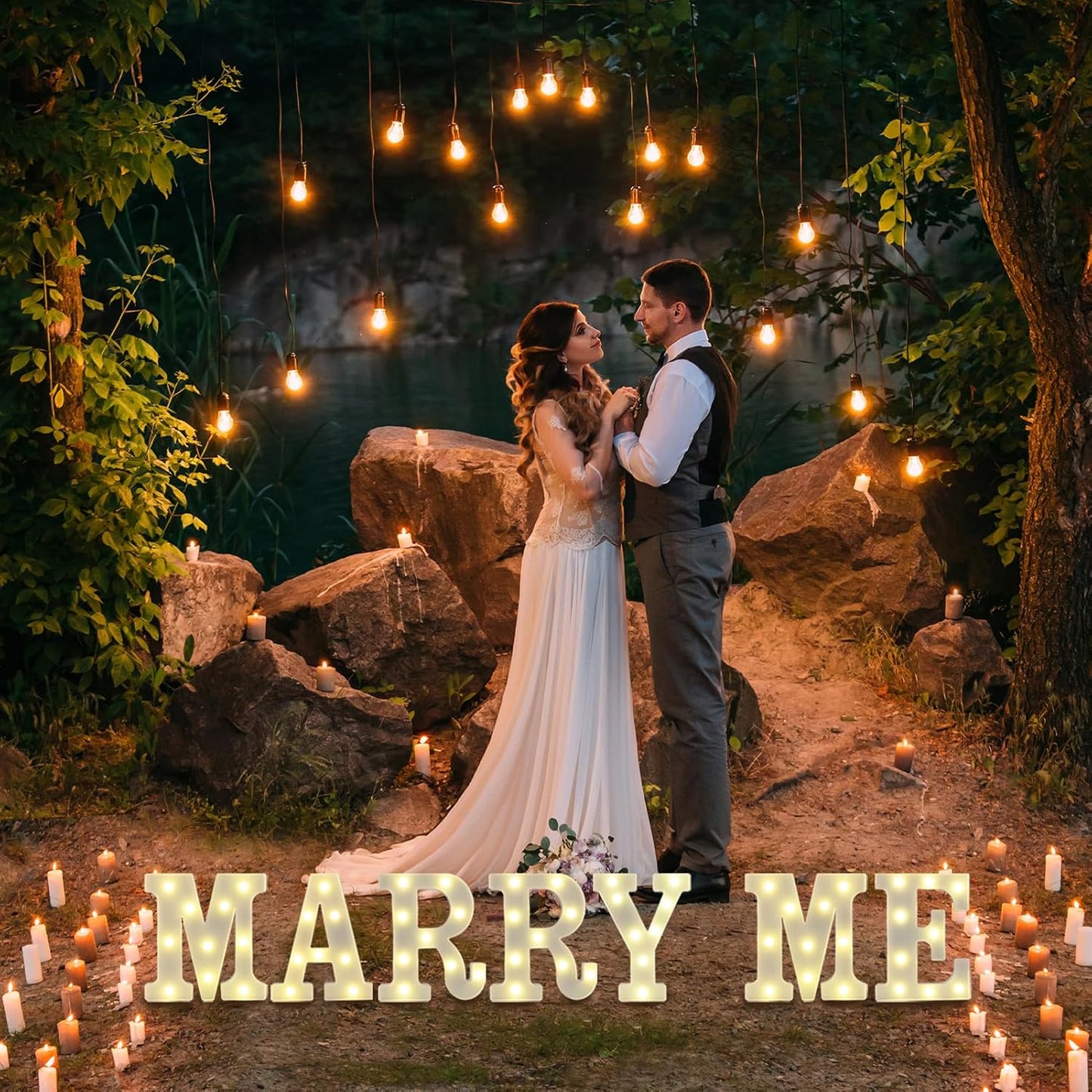 LED Marquee Letter Lights, Small Light Up Marquee MARRY ME Sign, Decorative LED Alphabet Lamp, Battery Operated, Warm White Letter Sign for Proposal Decoration