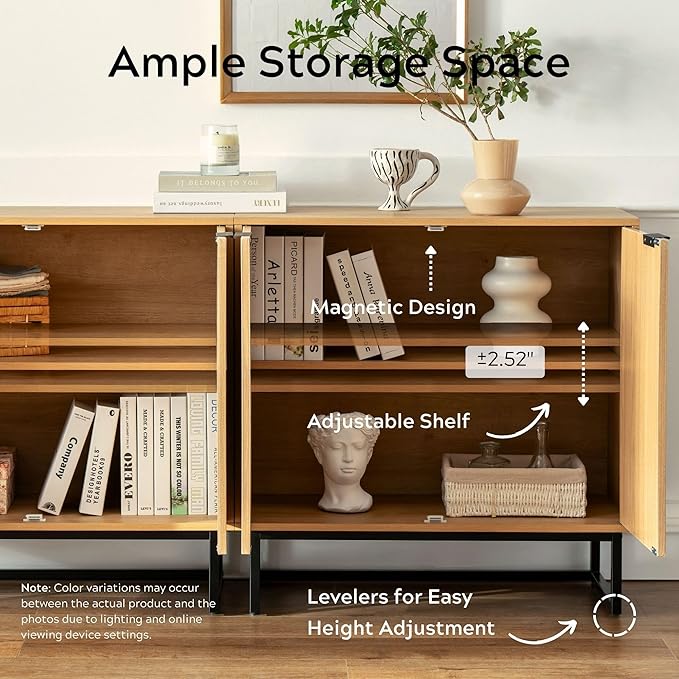 EYYTHUNG Fluted Cabinet with Storage, Sideboard Buffet Cabinet with Adjustable - Image 5