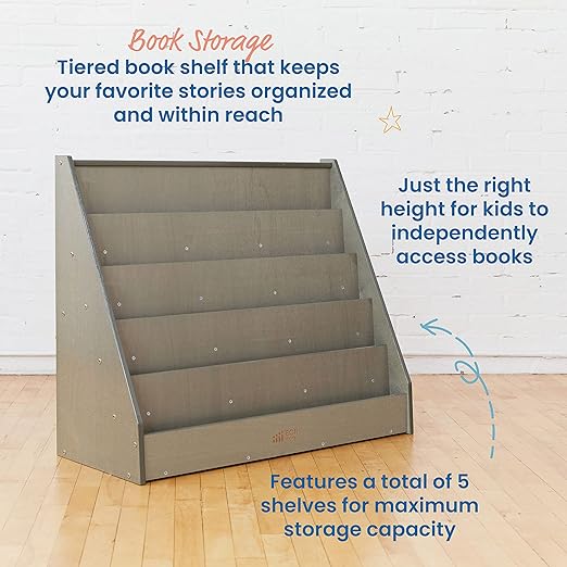 ECR4Kids Single-Sided Wooden Book Storage and Display, Montessori Furniture - Image 5