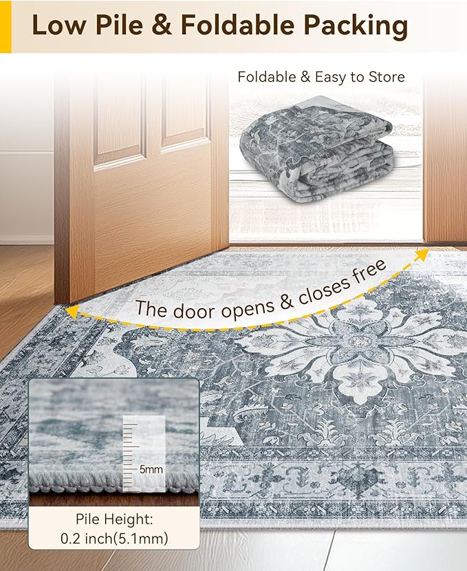 RELEANY Area Rugs 2'6"x8' Runner Rug Non Slip Washable - Image 7