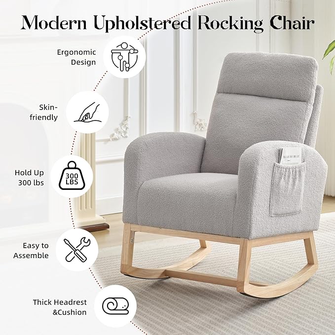 GAOMON Rocking Chair Glider for Nursery, Comfy Rocker Nursery - Image 4