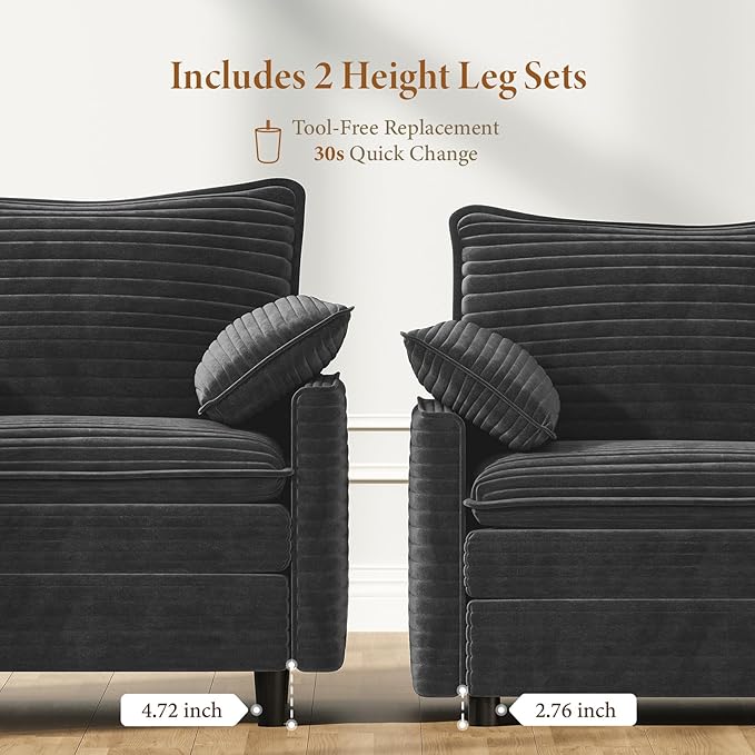 Vesgantti 74" Cloud Couch for Living Room, 2 Seaters Deep Seat Sectional - Image 4