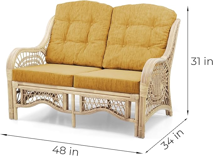Malibu Lounge Loveseat Natural Color, Sofa Natural Rattan Wicker Handmade Design - Image 2