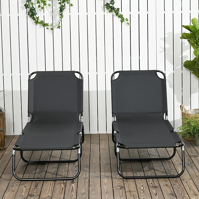 Outsunny 2 Piece Folding Chaise Lounge Pool Chairs, Outdoor Sun Tanning Chairs - Image 9