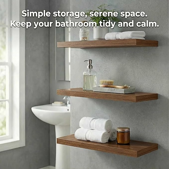 SAUMONIERES Floating Shelves Wall Shelf Solid Wood - Image 2
