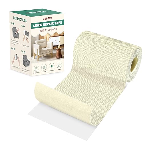 BESEZX Linen Fabric Repair Tape, 3x79 Inch Self Adhesive Repair Patches by Besezx