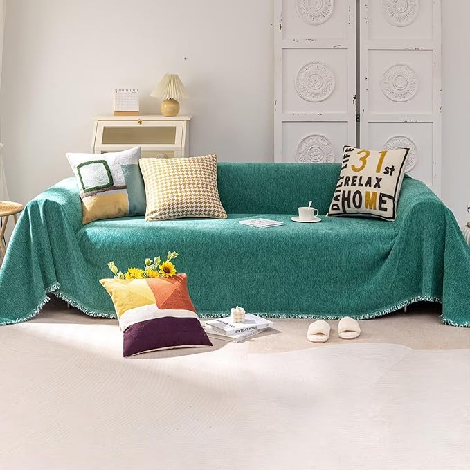 VClife Couch Cover for Pet, Bohemian Teal Sofa Cover for Dog, Thick Chenille by VCLIFE