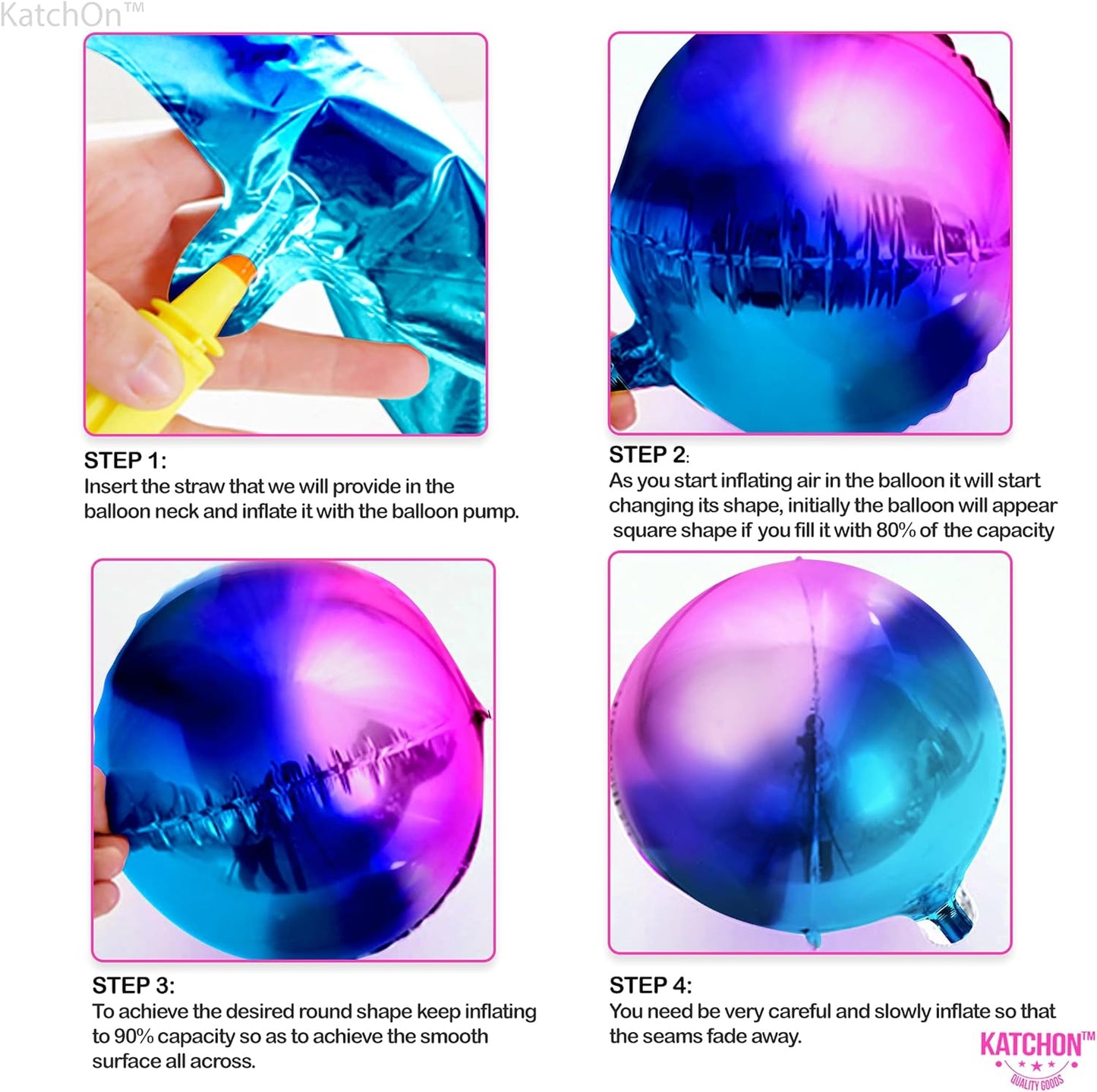 KatchOn, Purple Galaxy Balloons - 22 Inch, Pack of 6 | Round 4D Metallic Balloon for Galaxy Birthday Party Decorations | Halloween Balloons for Halloween Decor | Mermaid, Birthday Party Decorations