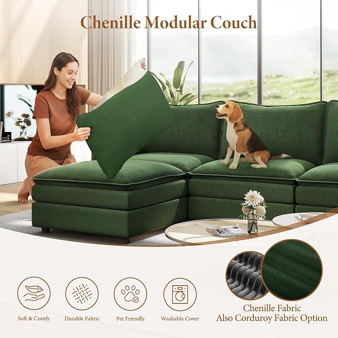 Vesgantti 142" Cloud Couch Sectional Modular Sofa, Comfy Sectional Couch - Image 6