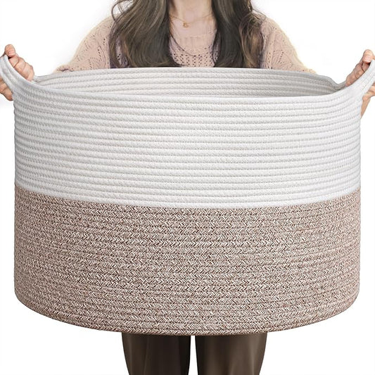 INDRESSME Large Blanket Basket, Laundry Toy Storage Baskets, Decorative Woven by INDRESSME