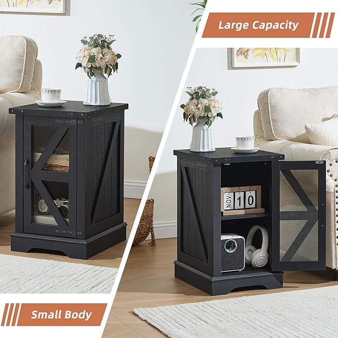 Joaxswe Narrow Night Stand Set 2, Farmhouse Side End Table - Image 9