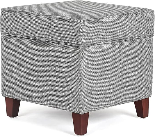 Adeco 17 Inch Square Linen Storage Ottoman by Adeco