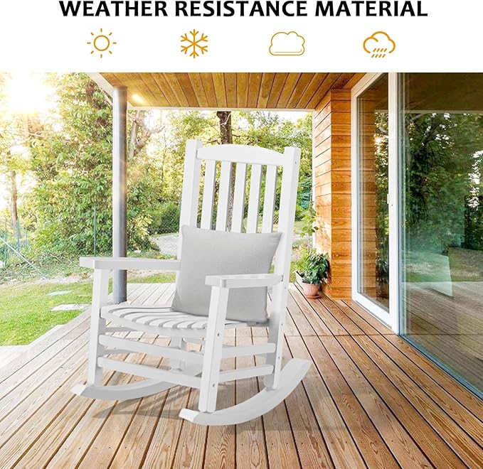 Hupmad Wooden Rocking Chair Outdoor Oversized Porch Rocker Chair, Patio Wooden - Image 4