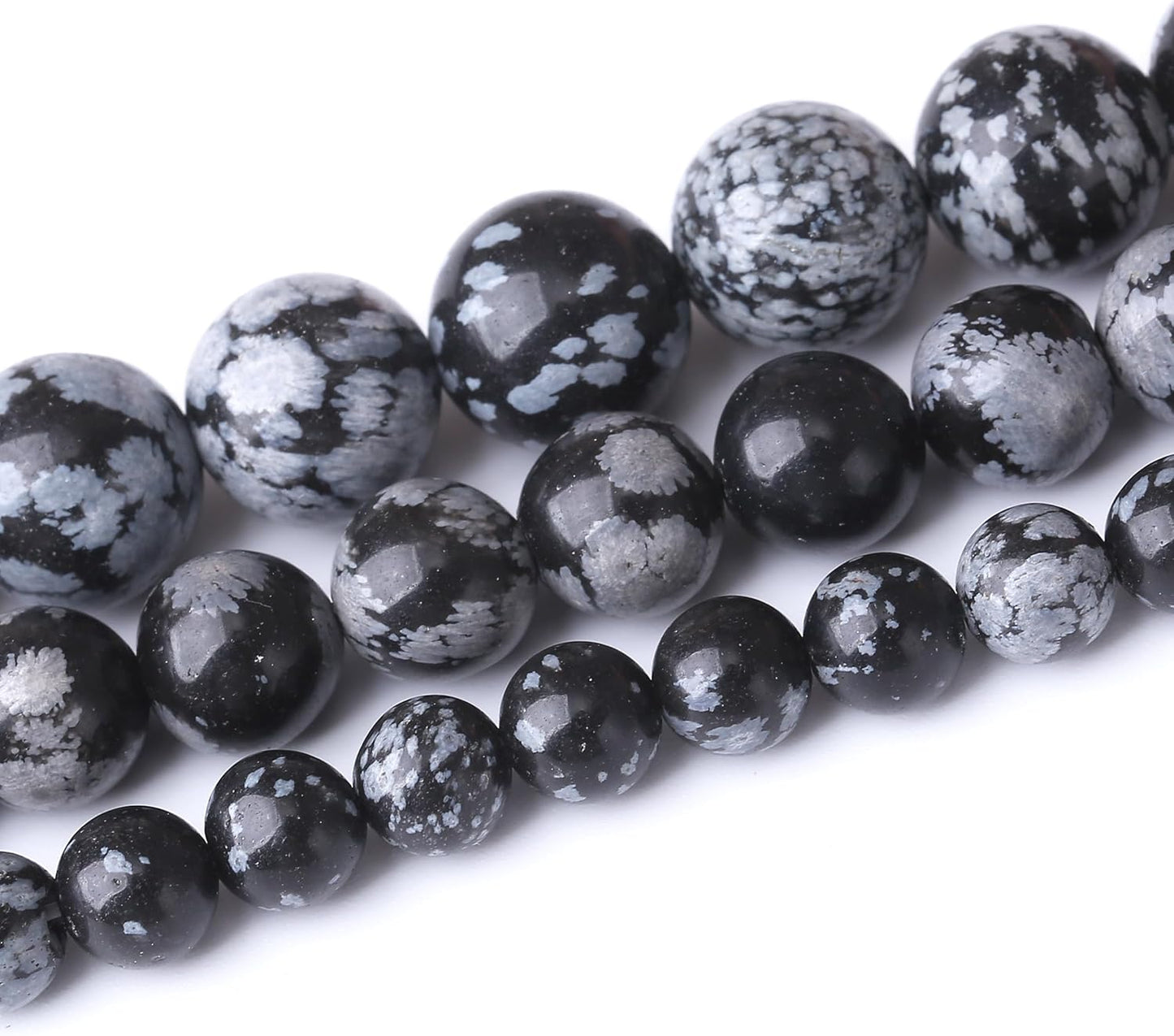 Snowflake Stone Beads for Jewelry Making DIY Craft Gemstone Beads Kit (8mm, 45pcs) Smooth Healing Crystal Beads for Bracelets, Necklaces, Home Decor