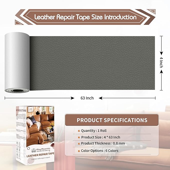 KING MOUNTAIN Leather Repair Patch, 4 x 63 Inches self Adhesive Leather Repair - Image 4