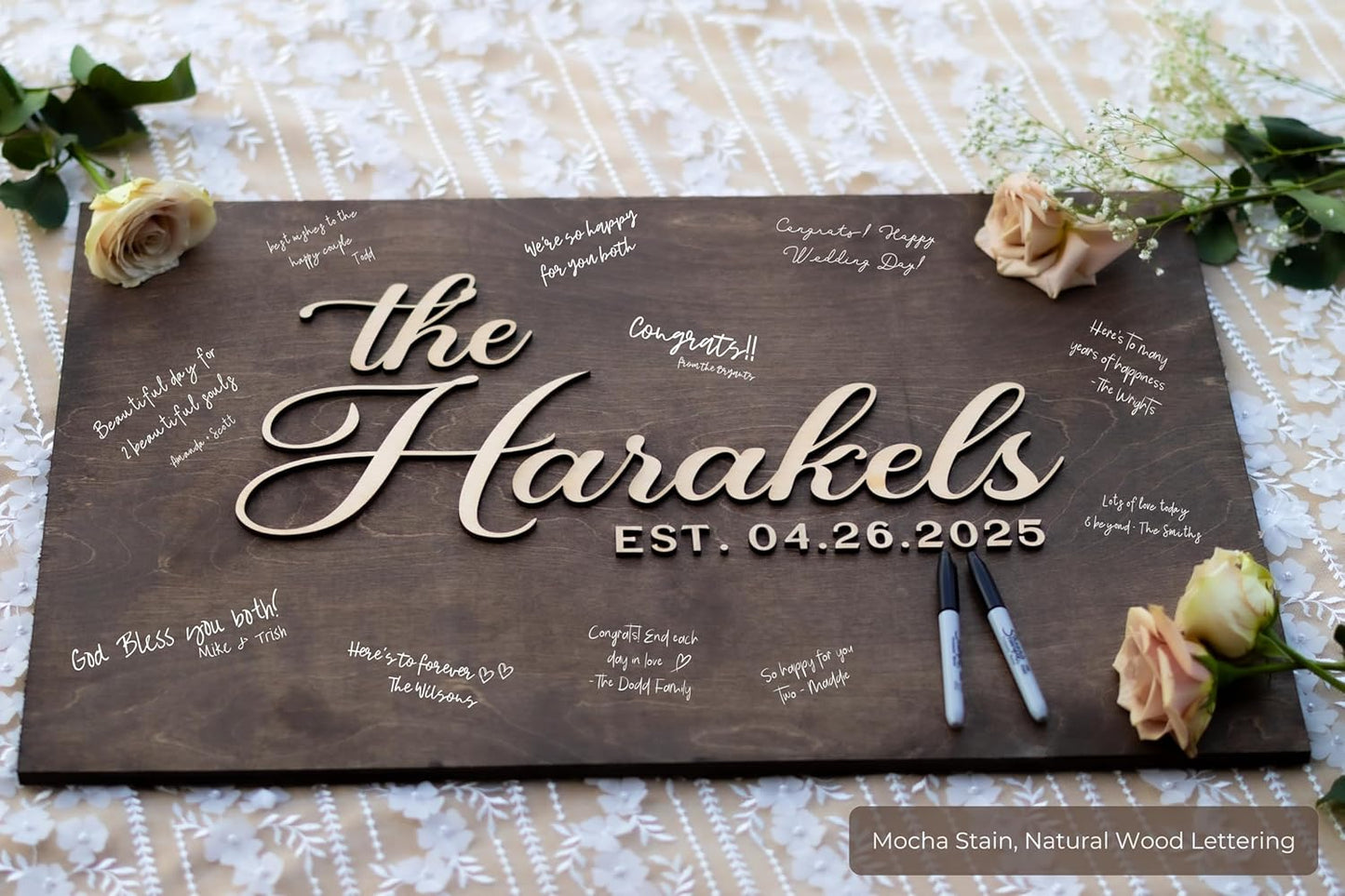 Personalized Last Name Guest Book, Unique Guest Book Sign, Custom Alternative Guest Book, Wooden Guest Book, Wedding Ceremony Guestbook Sign (Design 11)