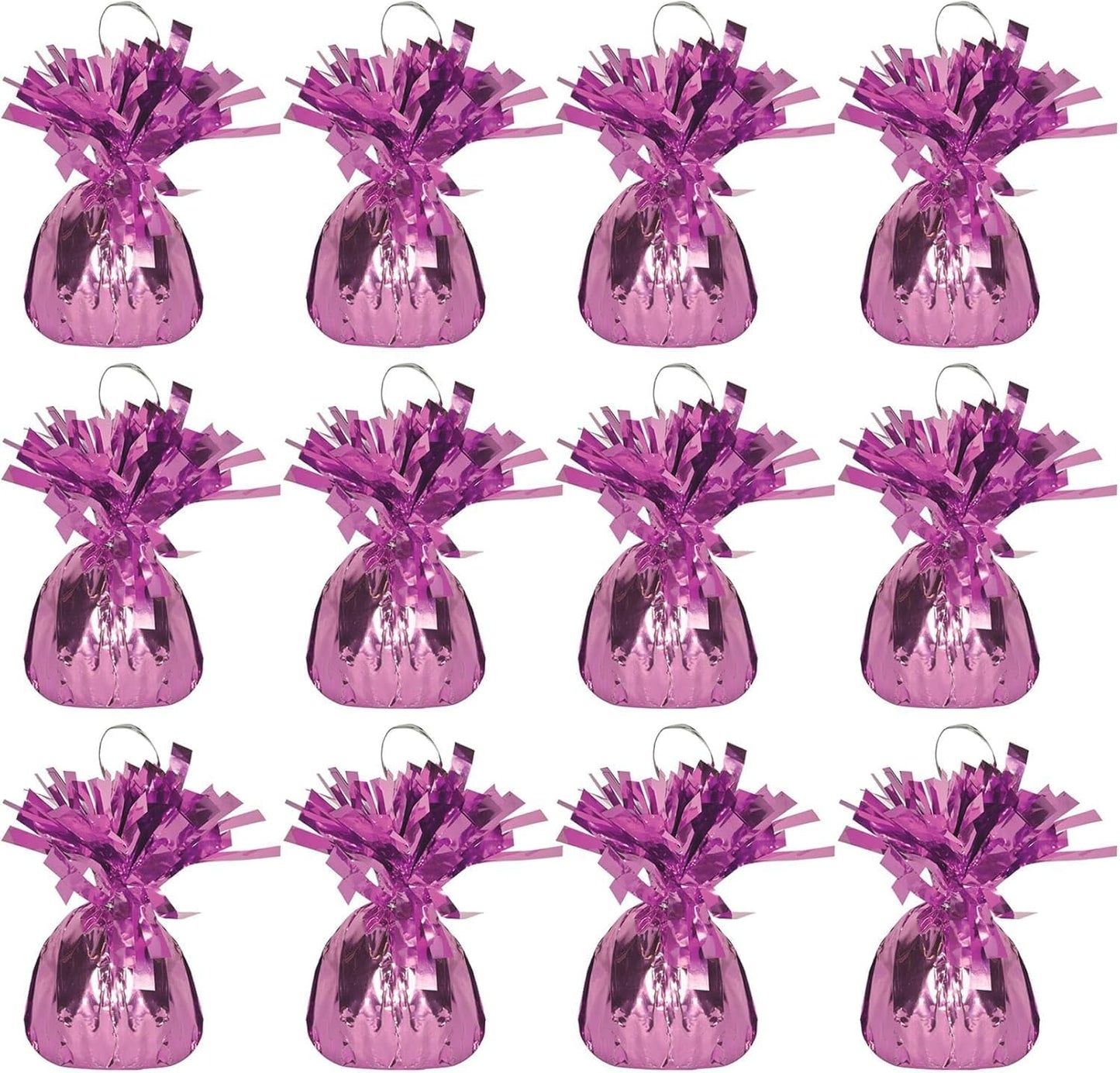 ROYALHOUSE Metallic Plastic Wrapped Balloon Weights for Party Decorations, 12 Pcs (Pink)