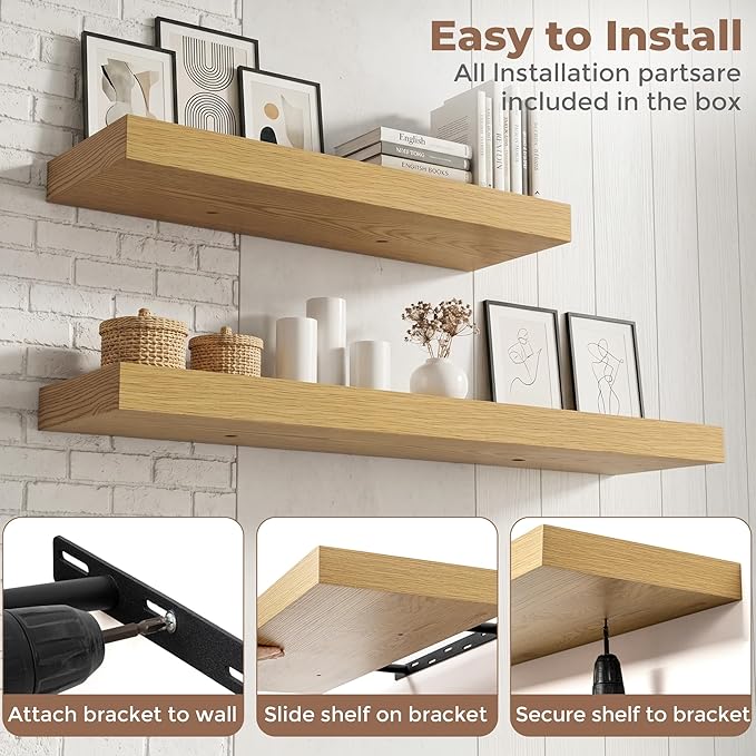 FLYJOE Floating Shelves for Wall, 55 Inch Floating Shelves Set of 2, Kitchen - Image 6