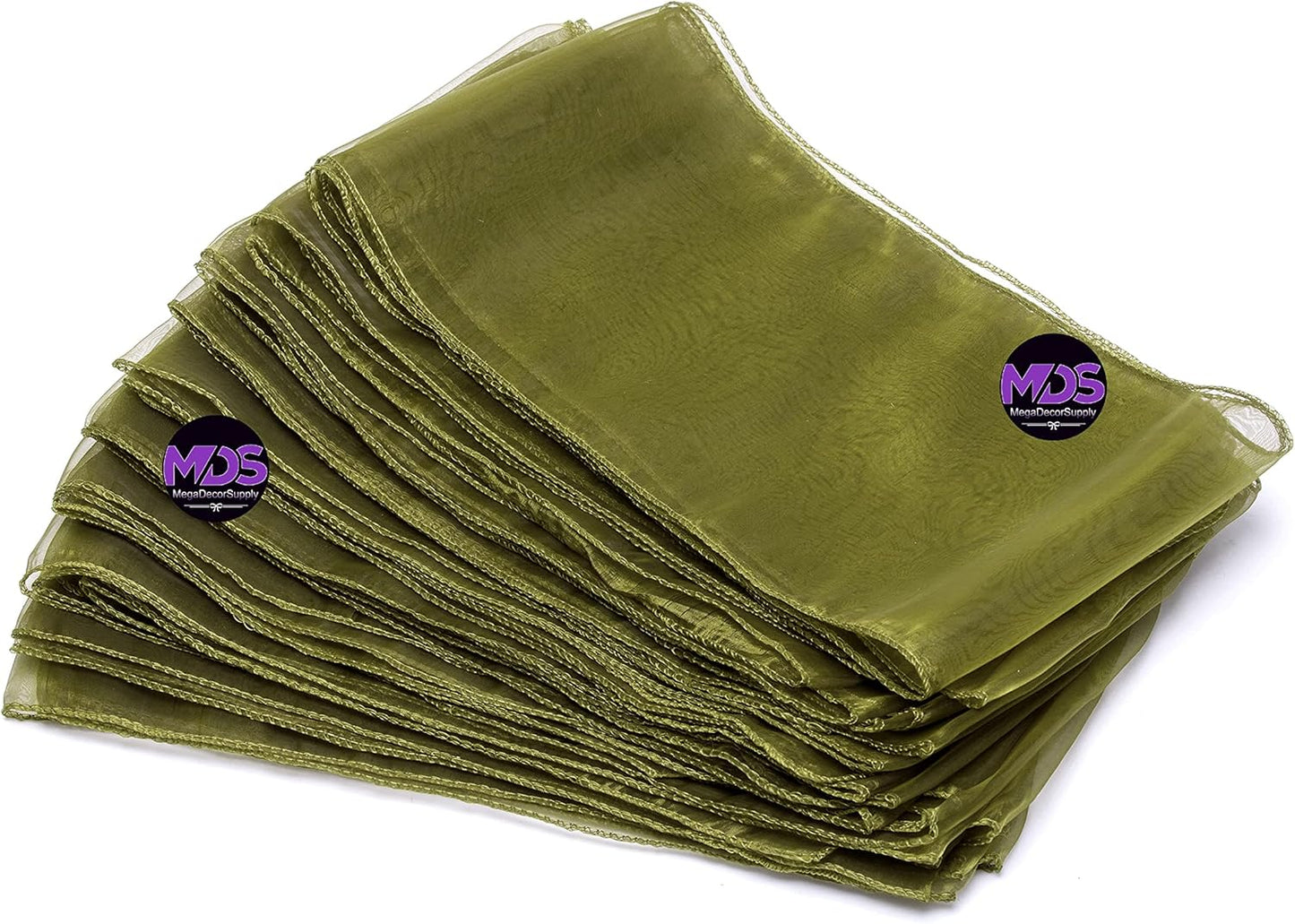 MDS Pack of 100 PCS Organza Chair Sashes Wider Dining Chair Bows Ribbon Tie Back for Wedding Party Birthday Bridal Shower Reception Event Banquet Home Chair Cover Decoration - Olive Green