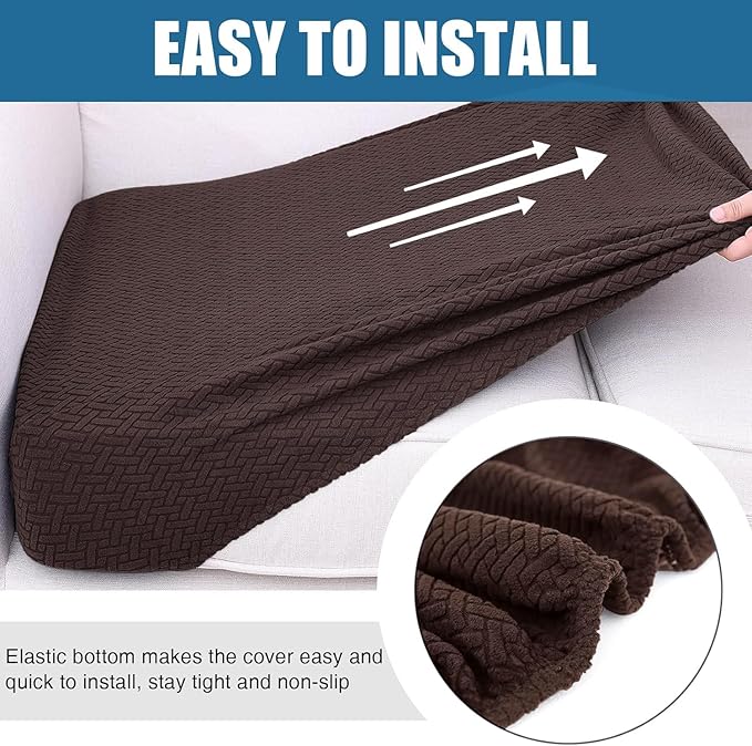 Smiry Waterproof Couch Cushion Covers, Stretch Jacquard Thick Sofa Cushion - Image 4