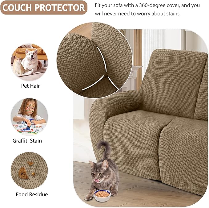 ALIECOM 100% Waterproof Recliner Sectional Couch Covers L Shape Stretch Corner - Image 6